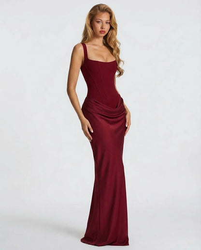 Women's Satin Corset Maxi Dress