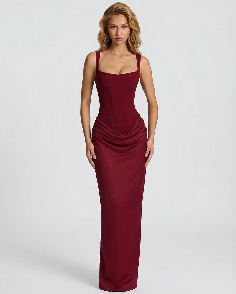 Women's Satin Corset Maxi Dress