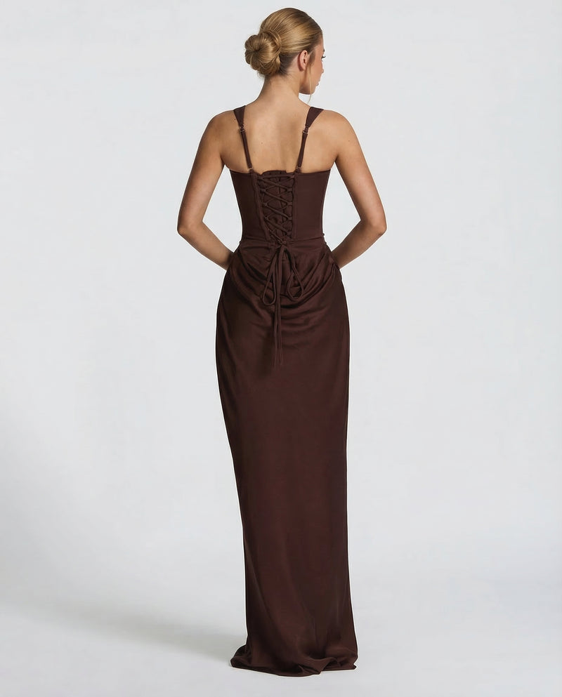 Women's Satin Corset Maxi Dress