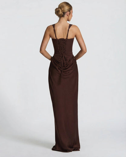 Women's Satin Corset Maxi Dress