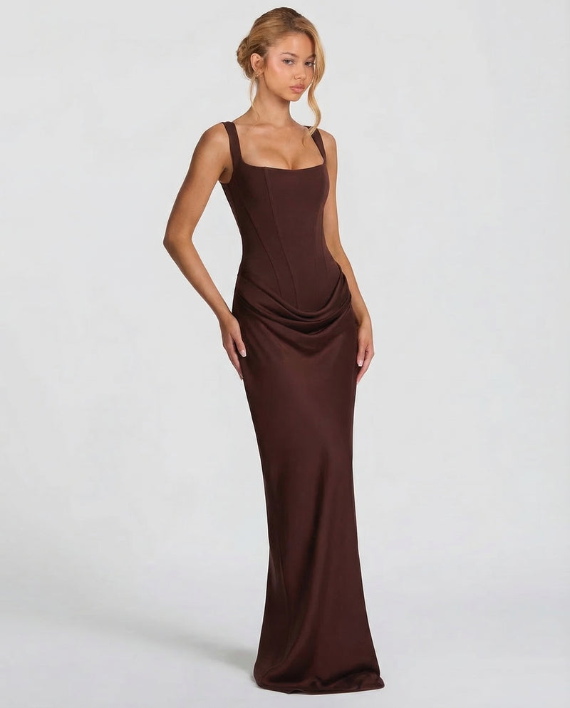 Women's Satin Corset Maxi Dress