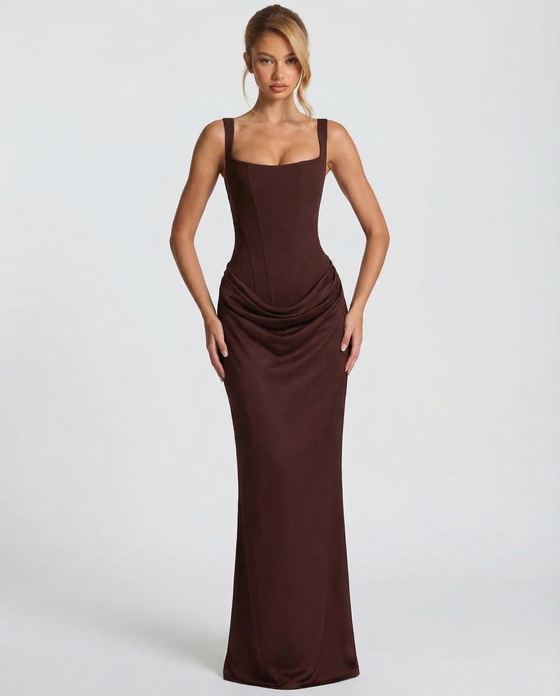 Women's Satin Corset Maxi Dress