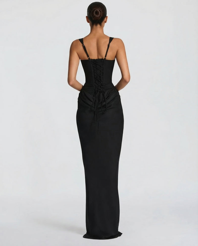 Women's Satin Corset Maxi Dress