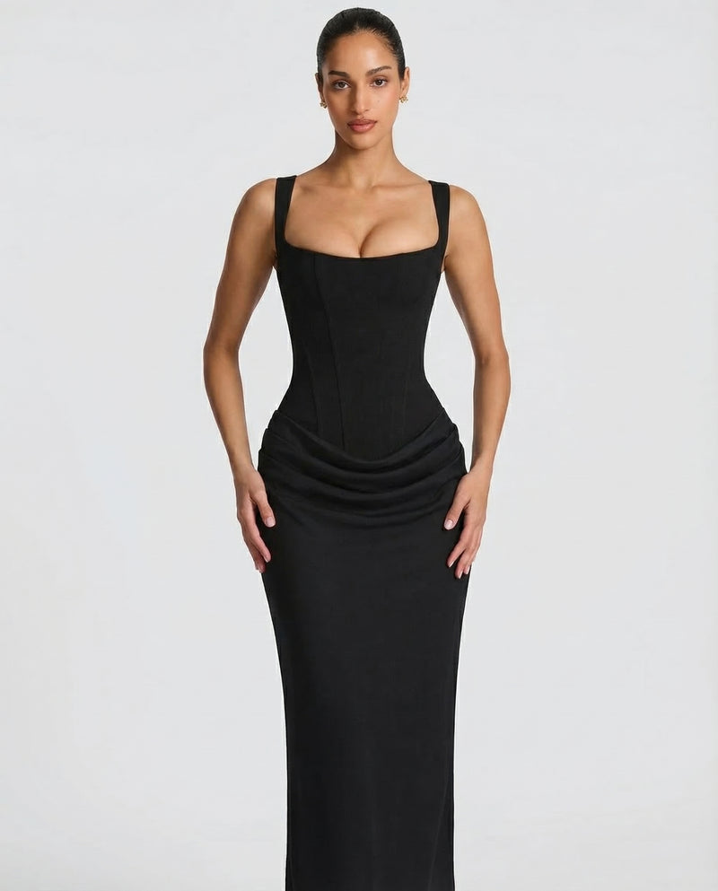 Women's Satin Corset Maxi Dress