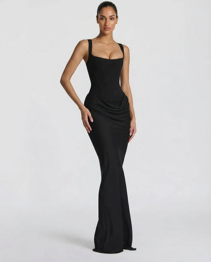 Women's Satin Corset Maxi Dress