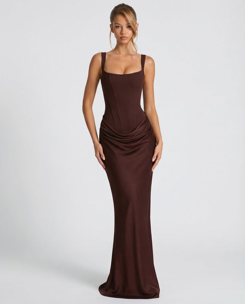 Women's Satin Corset Maxi Dress