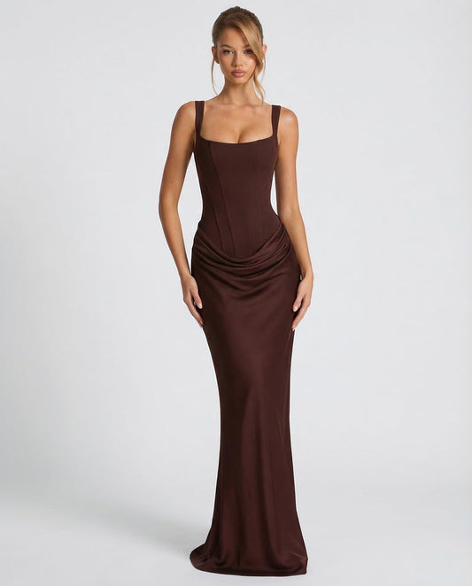 Women's Satin Corset Maxi Dress