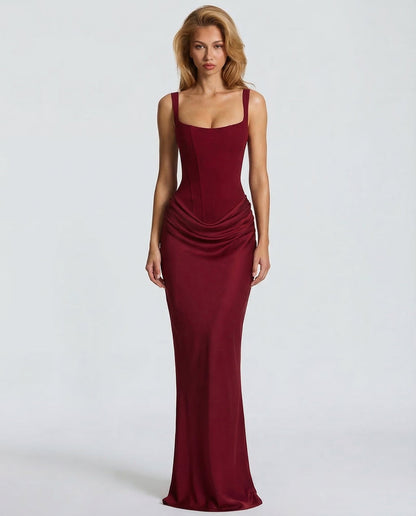 Women's Satin Corset Maxi Dress