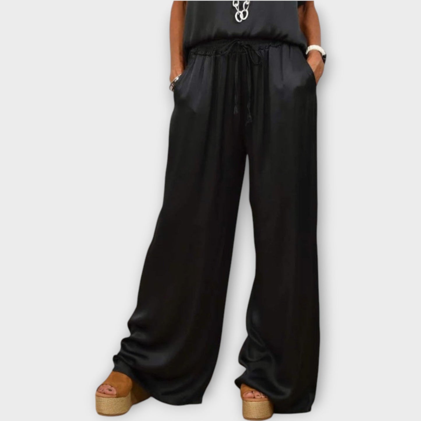 Women's Satin Wide Leg Two Piece Set
