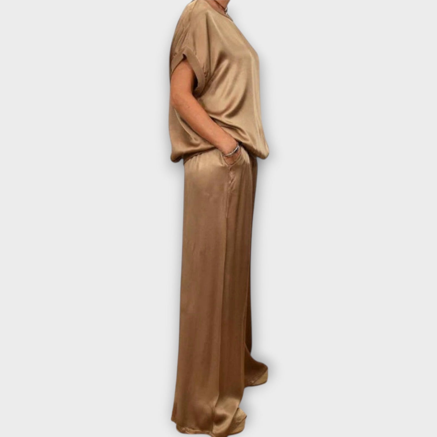 Women's Satin Wide Leg Two Piece Set