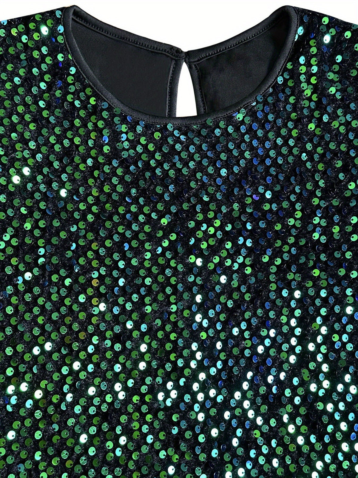 Women's Sequin Round Neck Long Sleeve Mini Dress