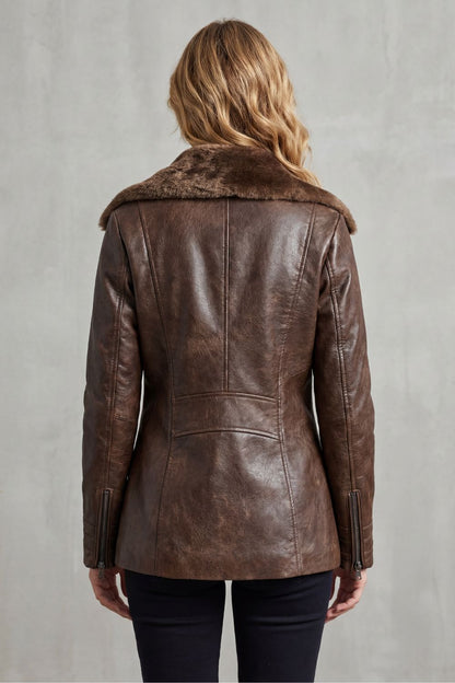 Women's Shearling Lined Faux Leather Jacket