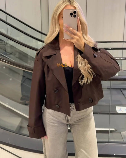 Women's Short Double Breasted Trench Coat