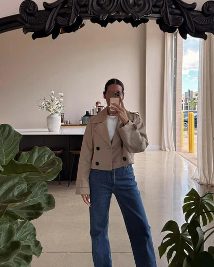 Women's Short Double Breasted Trench Coat