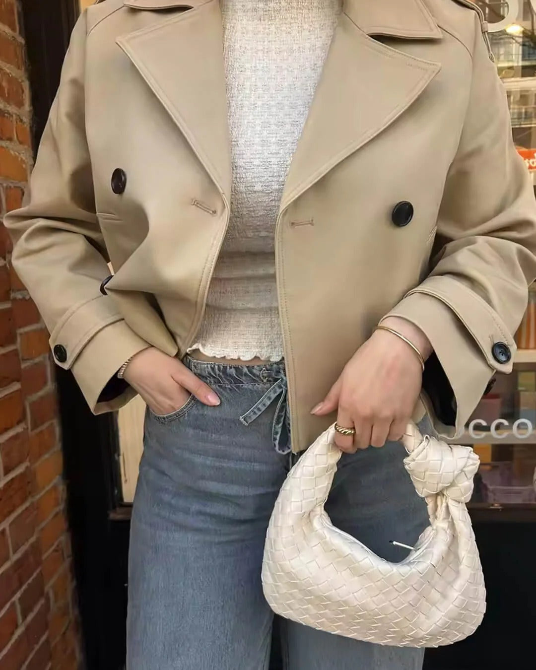Women's Short Double Breasted Trench Coat
