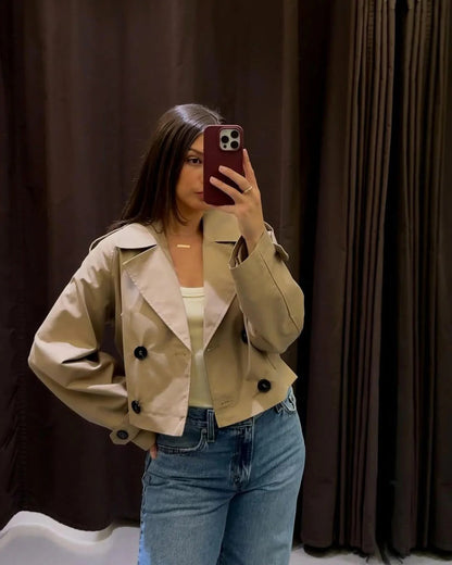 Women's Short Double Breasted Trench Coat