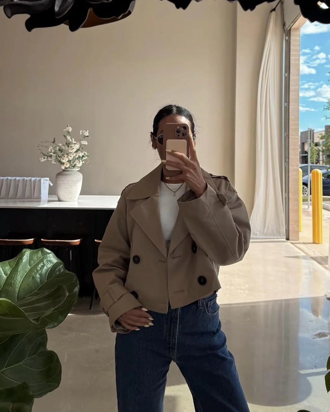 Women's Short Double Breasted Trench Coat