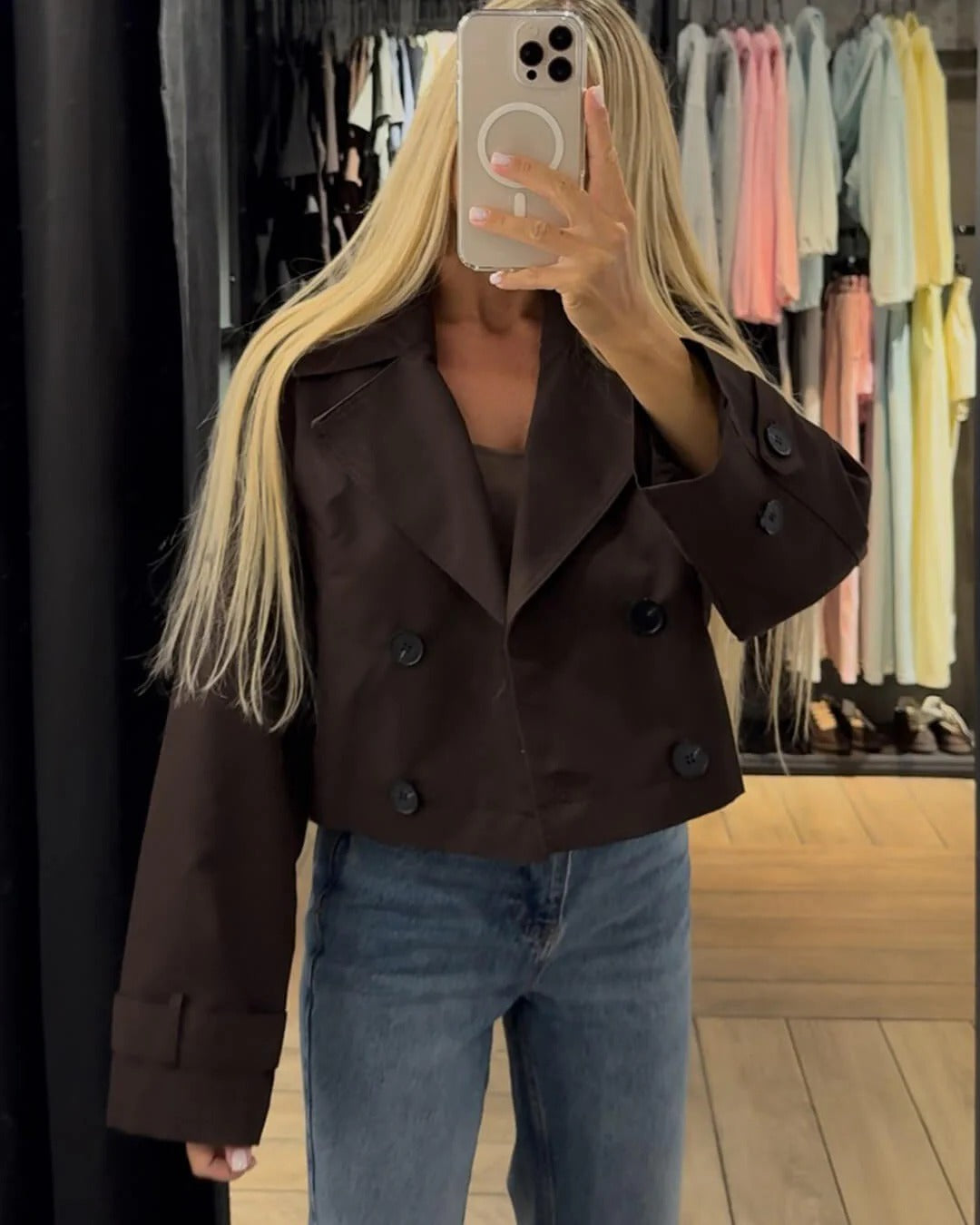 Women's Short Double Breasted Trench Coat