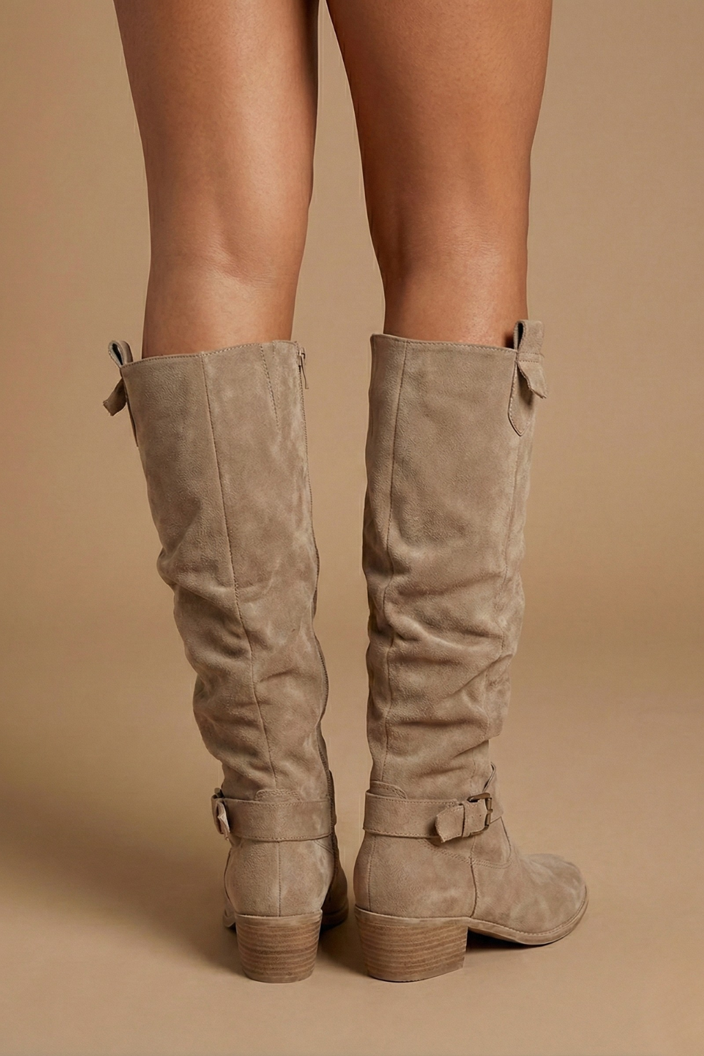 Women's Slouchy Suede Harness Knee High Boots