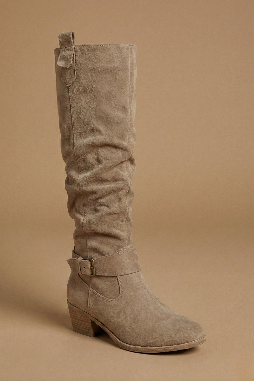 Women's Slouchy Suede Harness Knee High Boots