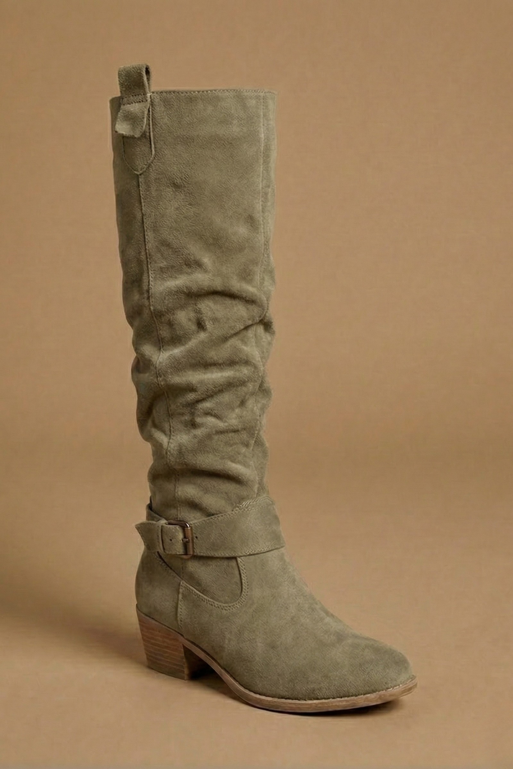 Women's Slouchy Suede Harness Knee High Boots