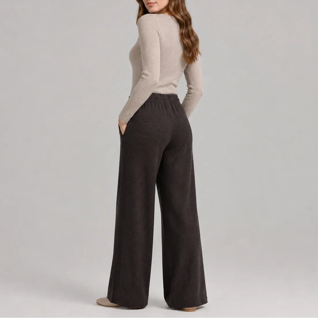 Women's Soft Wide Leg Drawstring Lounge Trousers