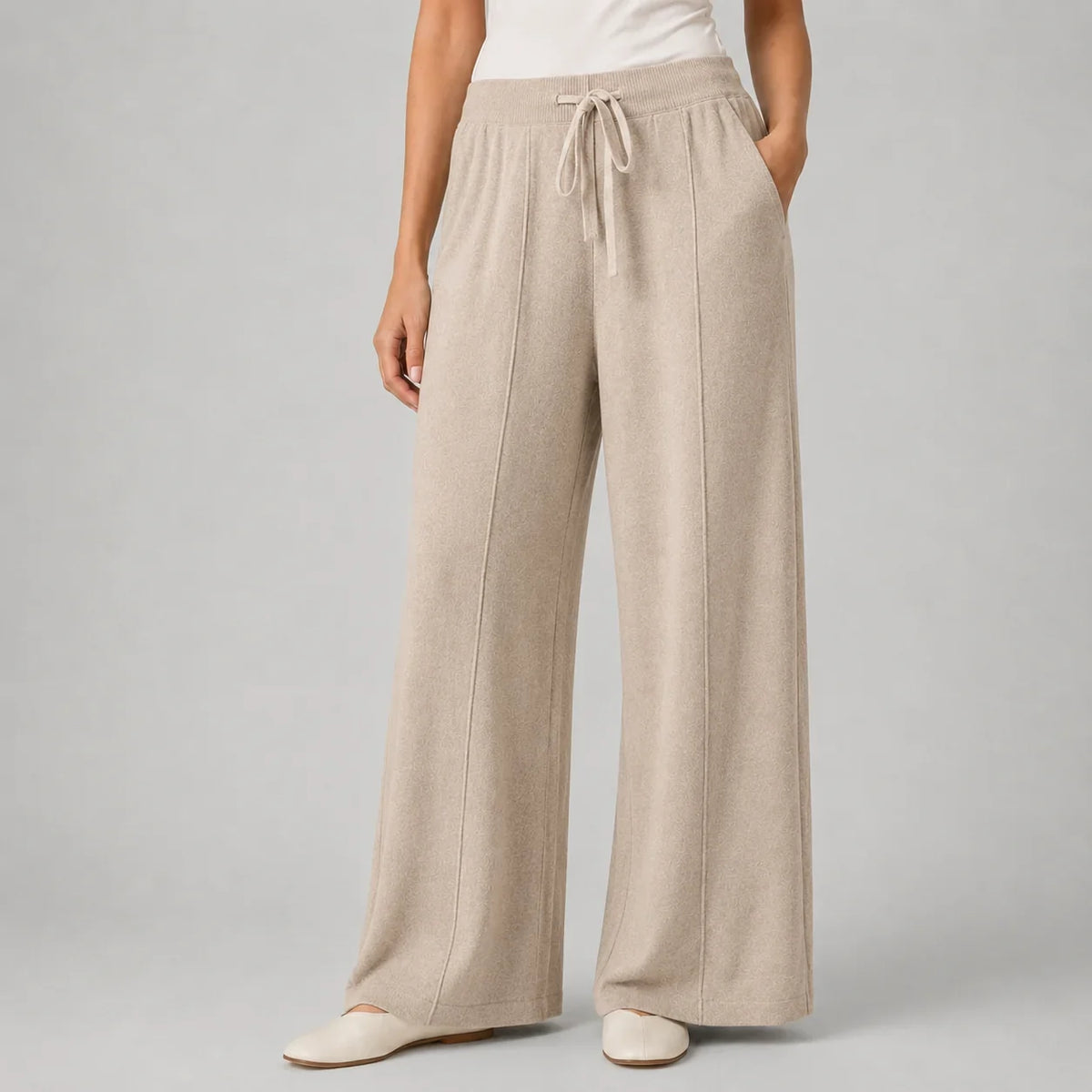 Women's Soft Wide Leg Drawstring Lounge Trousers