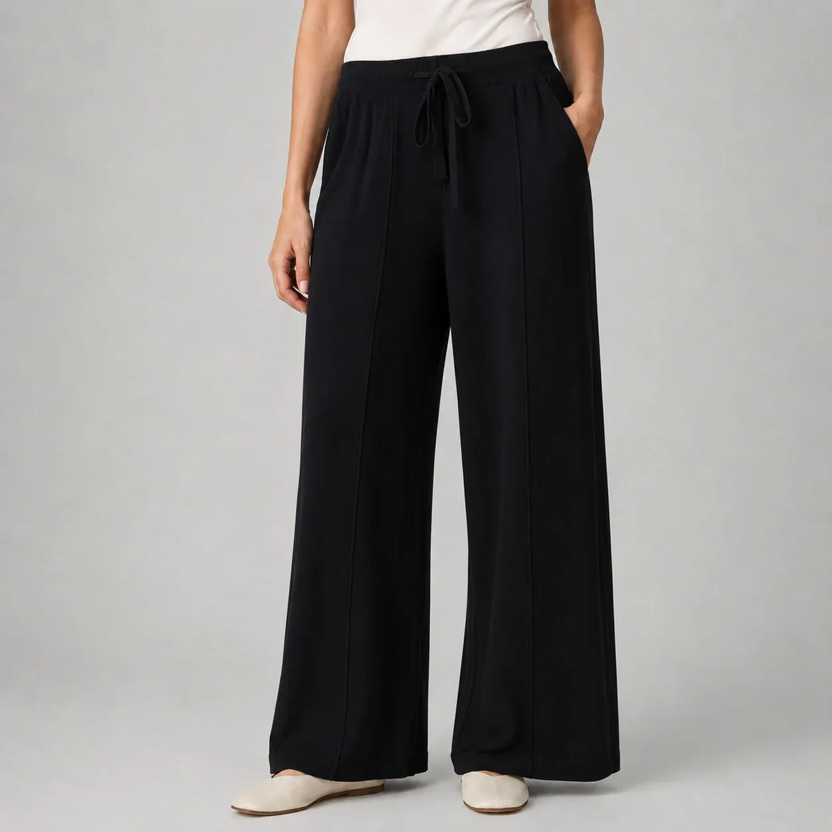 Women's Soft Wide Leg Drawstring Lounge Trousers