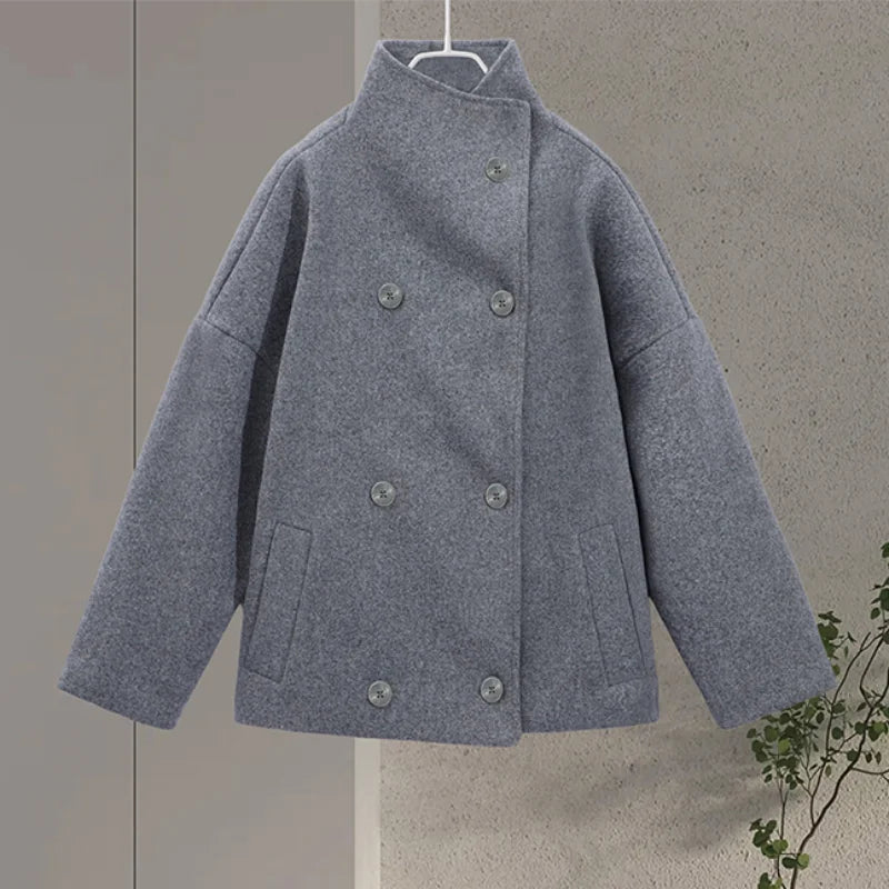 Women's Stand Collar Pea Coat