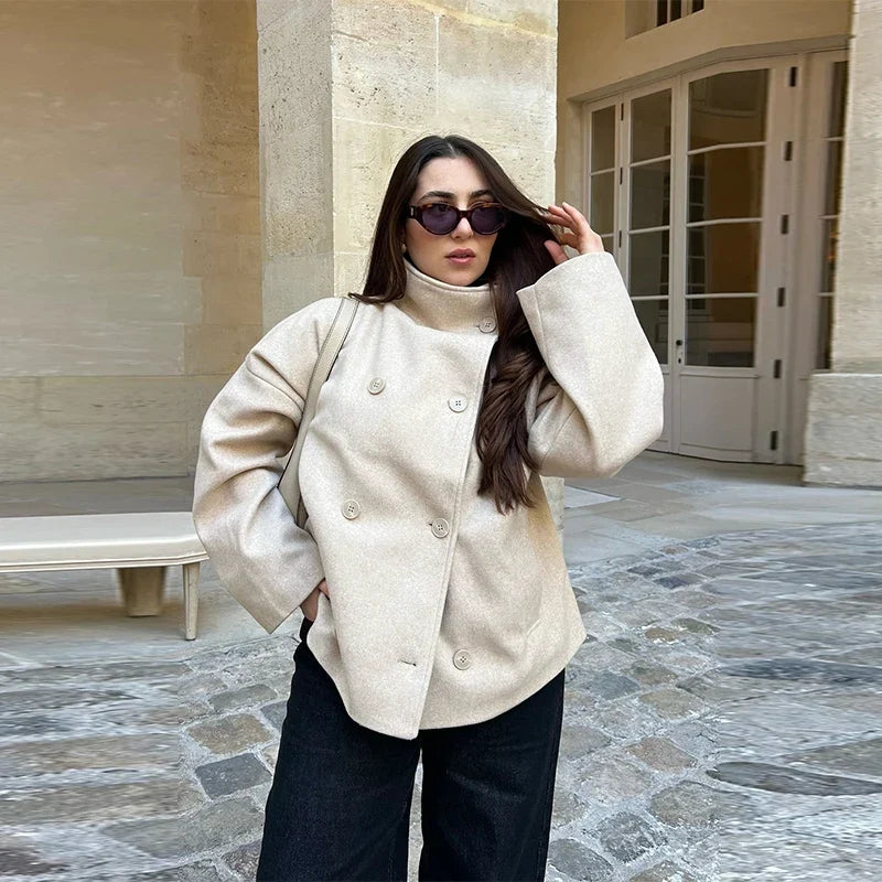 Women's Stand Collar Pea Coat