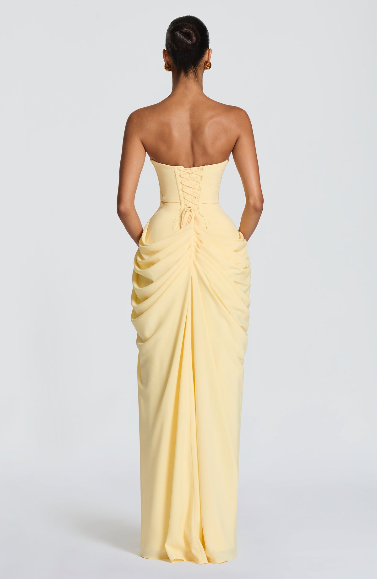 Women's Strapless Maxi Dress with Ruched Waist