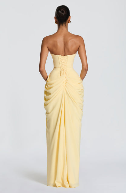 Women's Strapless Maxi Dress with Ruched Waist