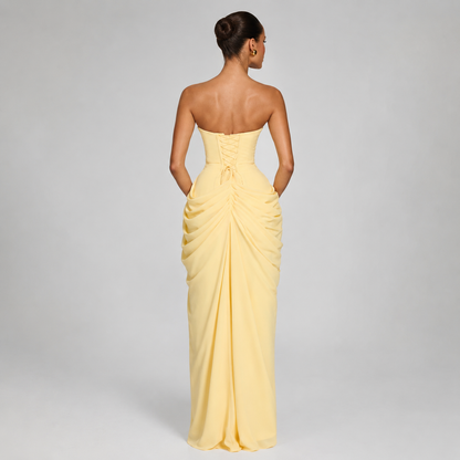 Women's Strapless Ruched Maxi Dress
