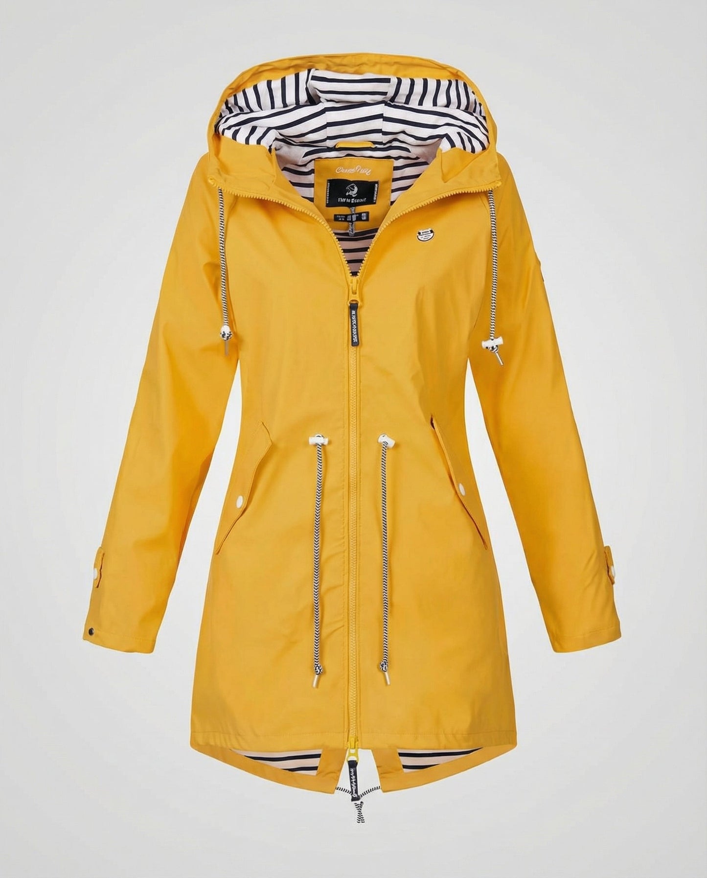 Women's Striped Lined Waterproof Parka Raincoat