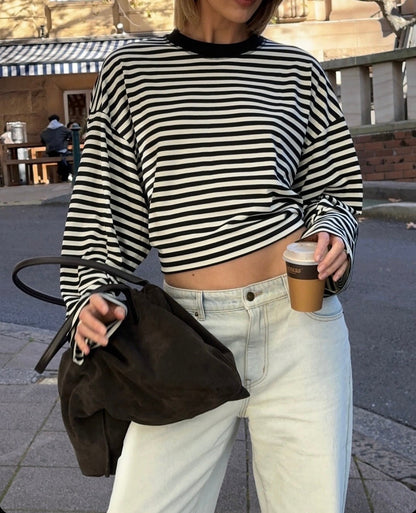 Women's Striped Oversized Crew Neck Jumper