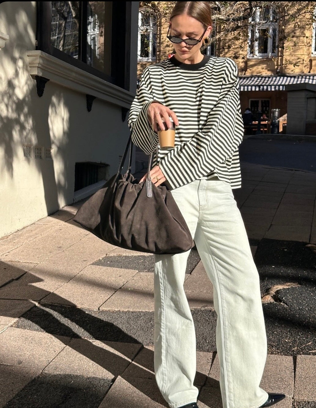 Women's Striped Oversized Crew Neck Jumper
