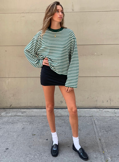 Women's Striped Oversized Crew Neck Jumper