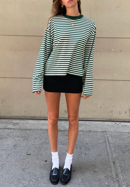 Women's Striped Oversized Crew Neck Jumper