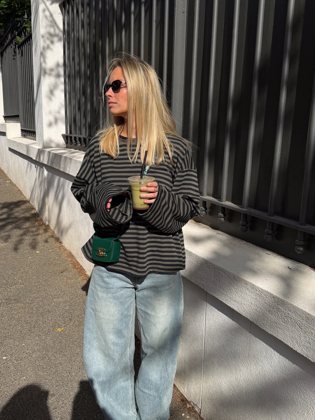 Women's Striped Oversized Crew Neck Jumper