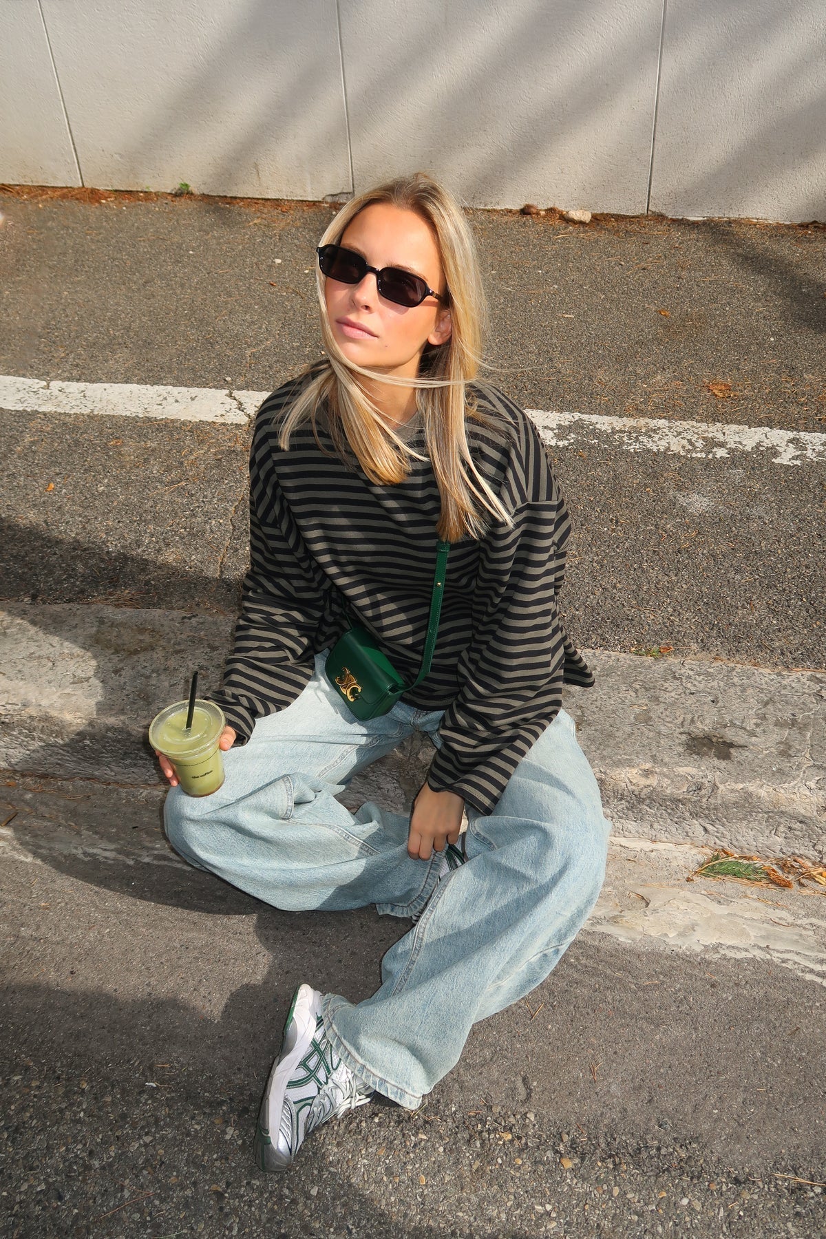 Women's Striped Oversized Crew Neck Jumper