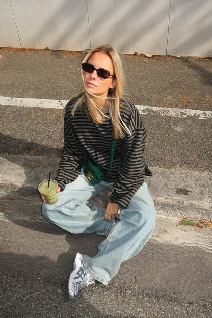 Women's Striped Oversized Crew Neck Jumper