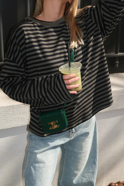 Women's Striped Oversized Crew Neck Jumper