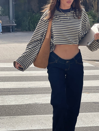 Women's Striped Oversized Crew Neck Jumper