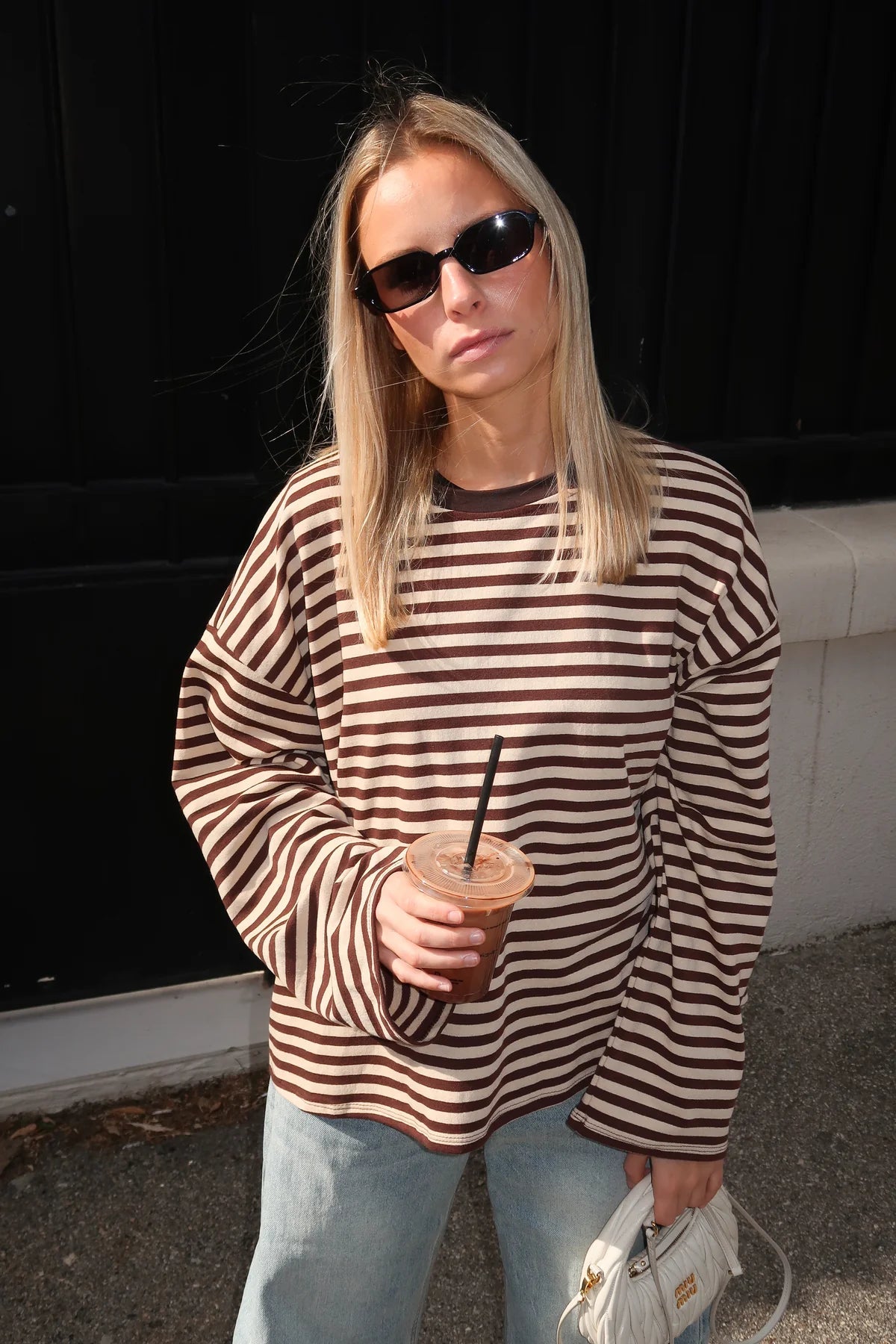 Women's Striped Oversized Crew Neck Jumper