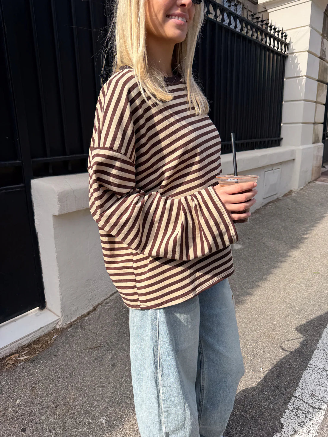 Women's Striped Oversized Crew Neck Jumper