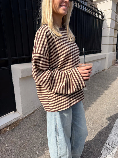 Women's Striped Oversized Crew Neck Jumper