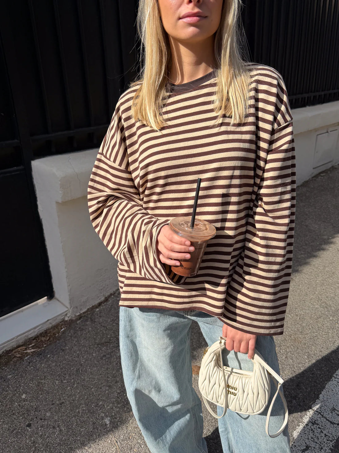 Women's Striped Oversized Crew Neck Jumper