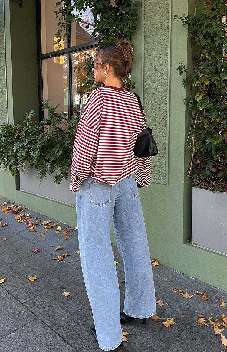 Women's Striped Oversized Crew Neck Jumper