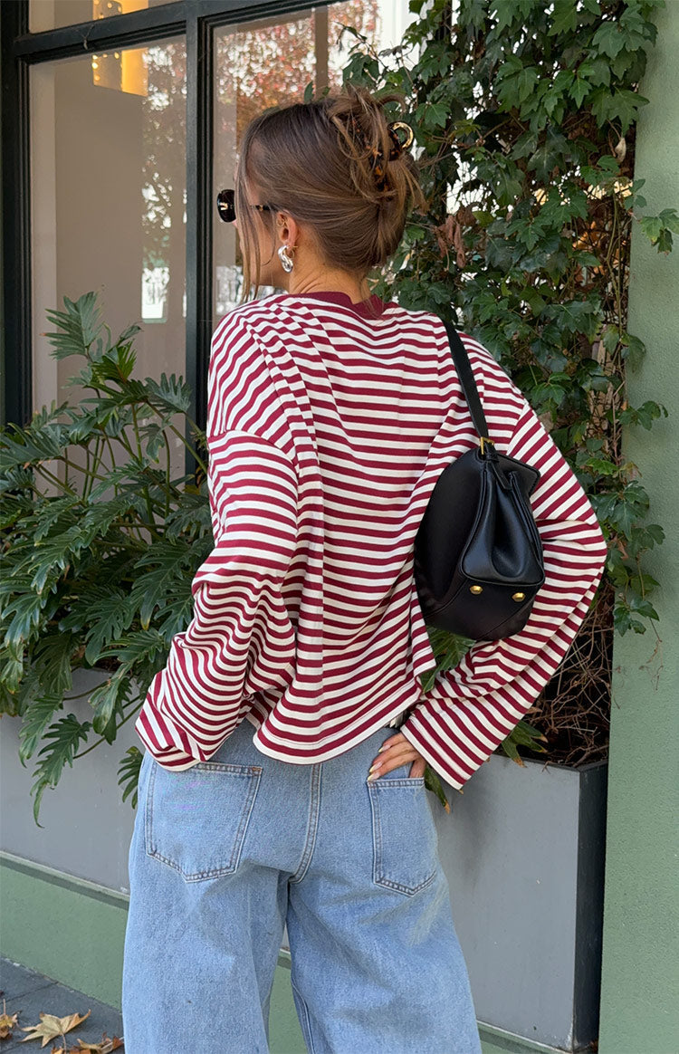 Women's Striped Oversized Crew Neck Jumper