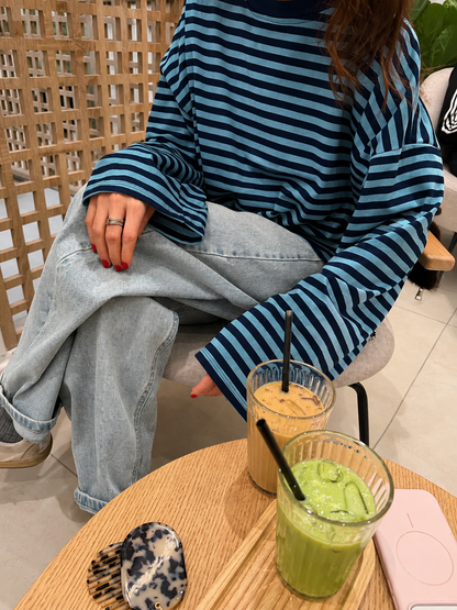 Women's Striped Oversized Crew Neck Jumper